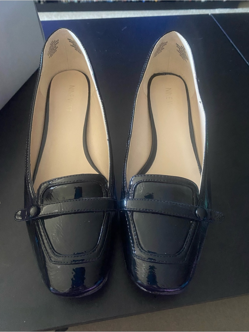 Nine West Black Patent Loafers with Subtle Sheen